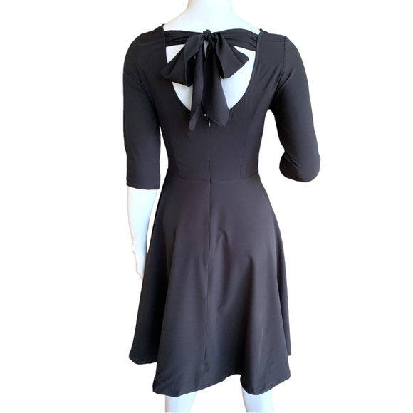 ACEVOG VINTAGE LITTLE BLACK DRESS. BACK BOW TIE. FIT & FLARE. WOMEN’S S… - Picture 3 of 10